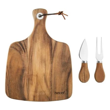 Hecef 3 Pcs Cheese Board Set Premium Acacia Wood Paddle Charcuterie Serving Platter with Knives and  | Walmart (US)