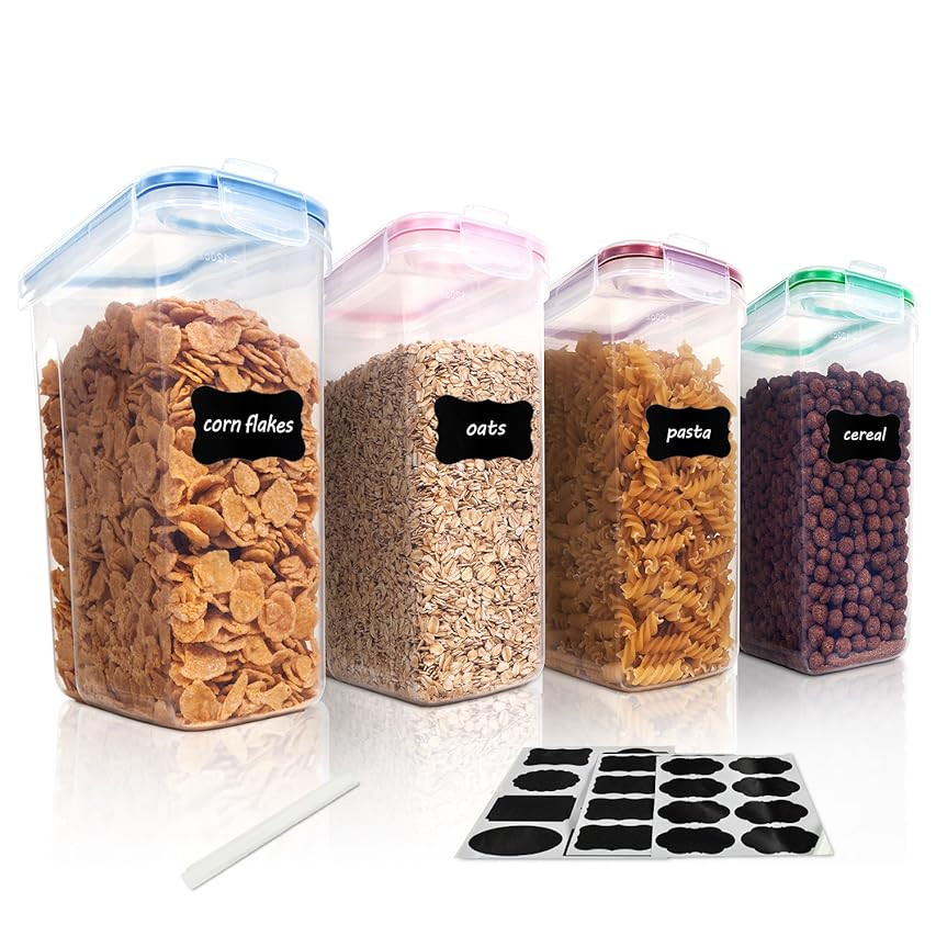Cereal Containers Storage Set - 4 Piece Airtight Large Dry Food Storage Containers(135.2oz), BPA Fre | Amazon (US)
