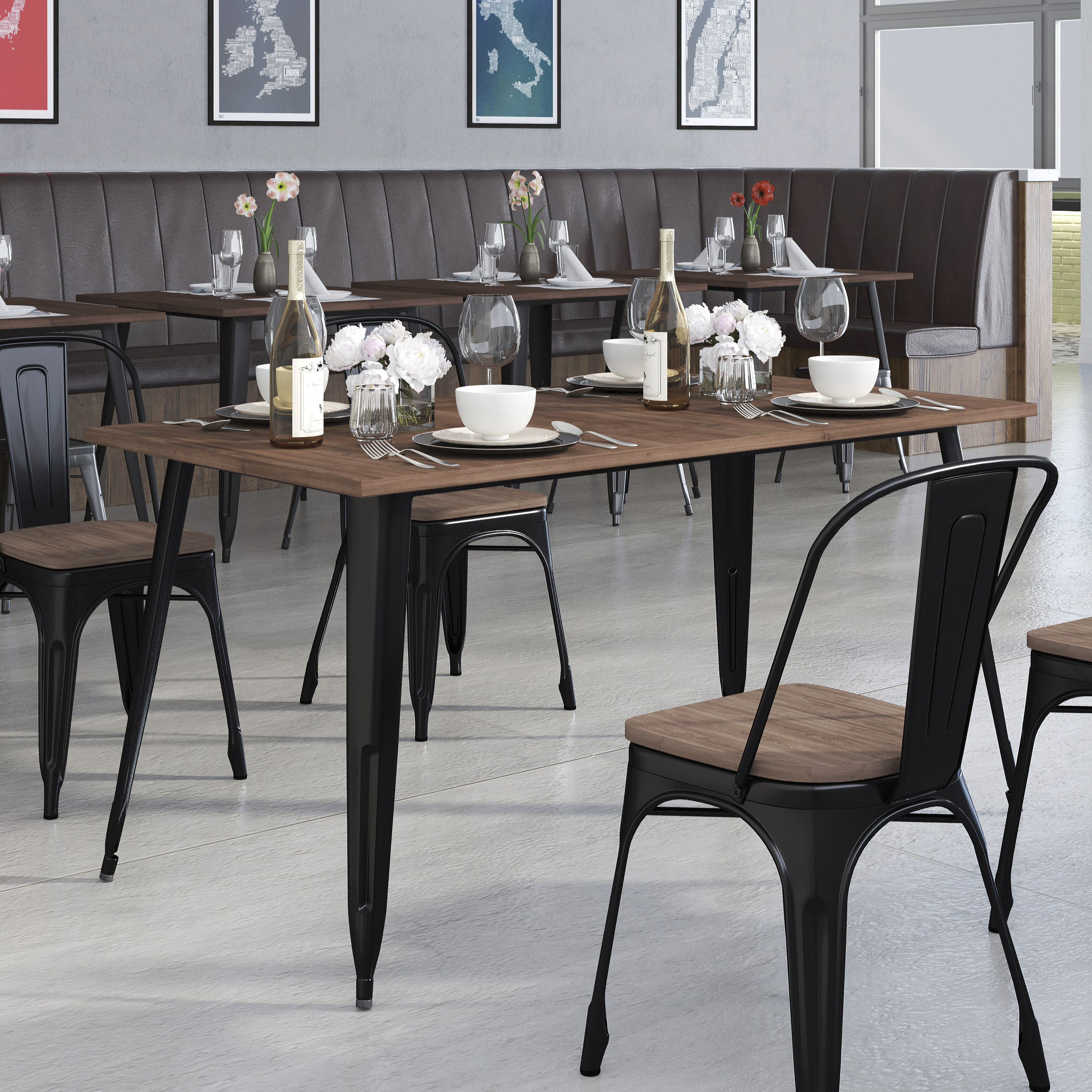 Flash Furniture Black Contemporary/Modern Wood Dining Table, with Black Finish and Metal 60-in L x 30.5-in H Rubber Large | 889142462101 | Lowe's