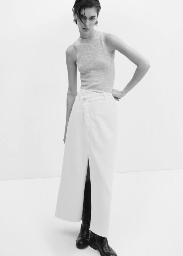 Slit denim skirt -  Women | Mango United Kingdom | MANGO (UK)