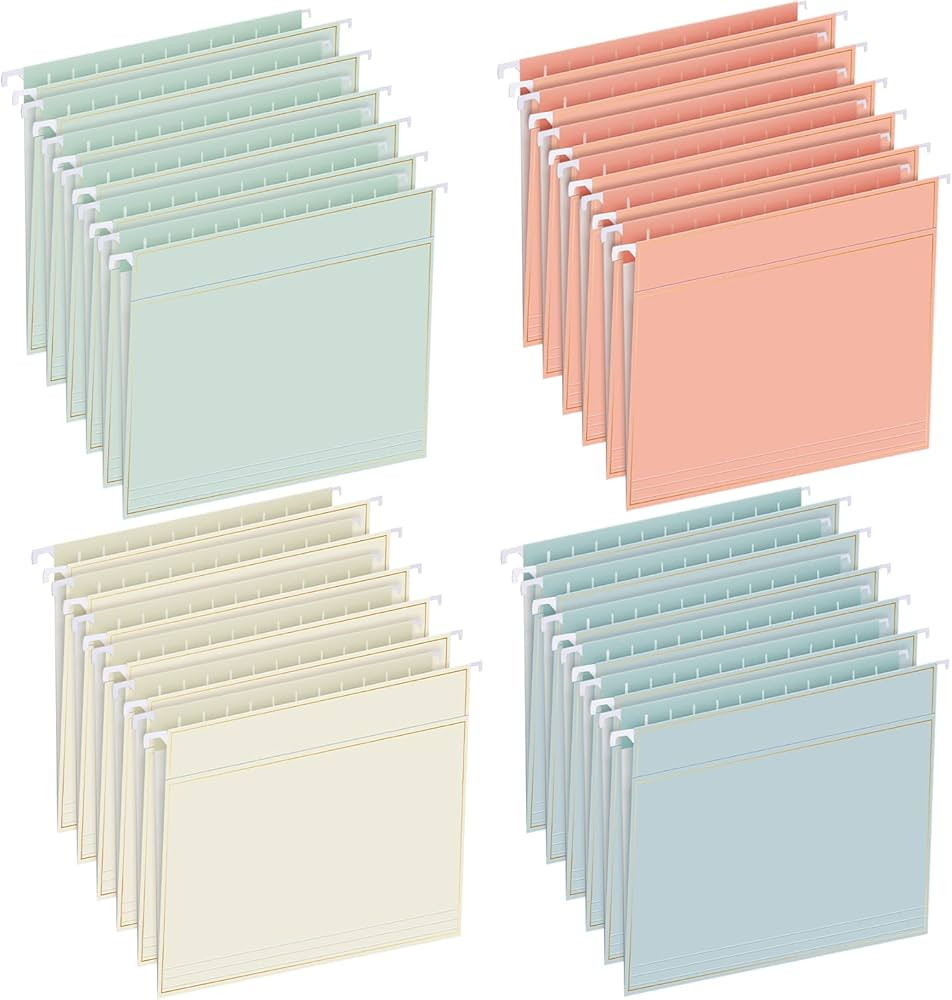 20 Pcs Hanging File Folders Letter Size 1/5 Cut Adjustable Tab Modern Cute File Organizer Decorat... | Amazon (US)