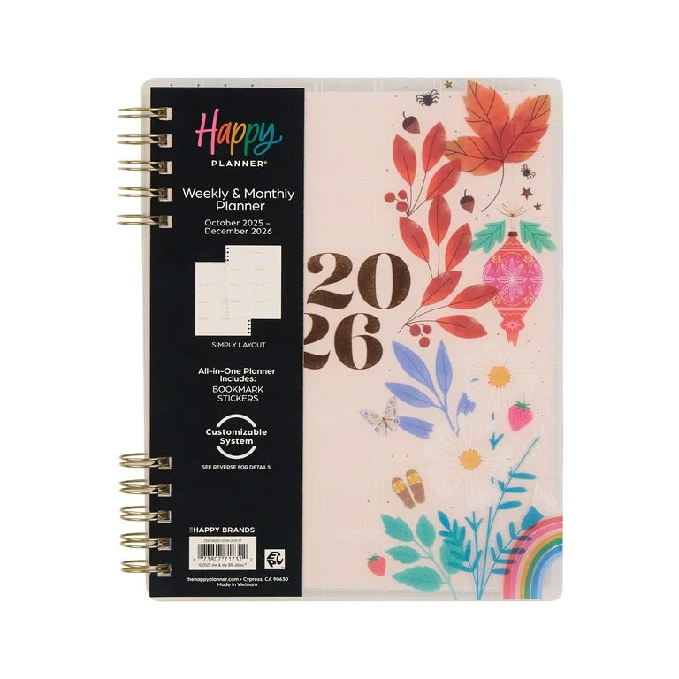 Happy Planner Monthly Weekly Classic Planner (7” x 9.25”) Sweet Seasonal Classic, 15-Month Oc... | Walmart (US)