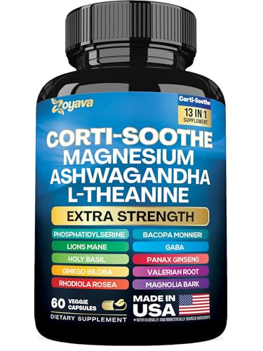Zoyava Corti-Soothe Cortisol Supplement Magnesium Glycinate 200mg L-Theanine 150mg Ashwagandha 150mg Phosphatidylserine Cortisol Manager Lions Mane Ginkgo Biloba Bacopa Monnieri Valerian Root 60 Caps | Amazon (US)