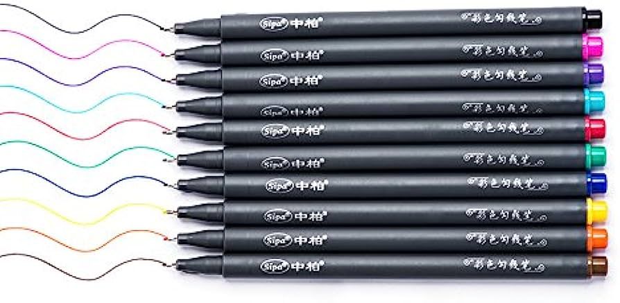 SIPA 10 Color Set 0.38mm Fine Liner Drawing Pens, Marker Pens for Coloring Book, Highlighter for ... | Amazon (US)