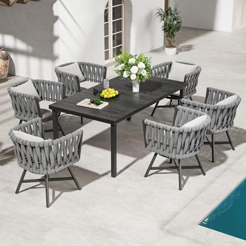 Grand patio 7-Piece Outdoor Dining Set for 6, Patio Dining Furniture Set for 6 Swivel Rope Wicker... | Amazon (US)