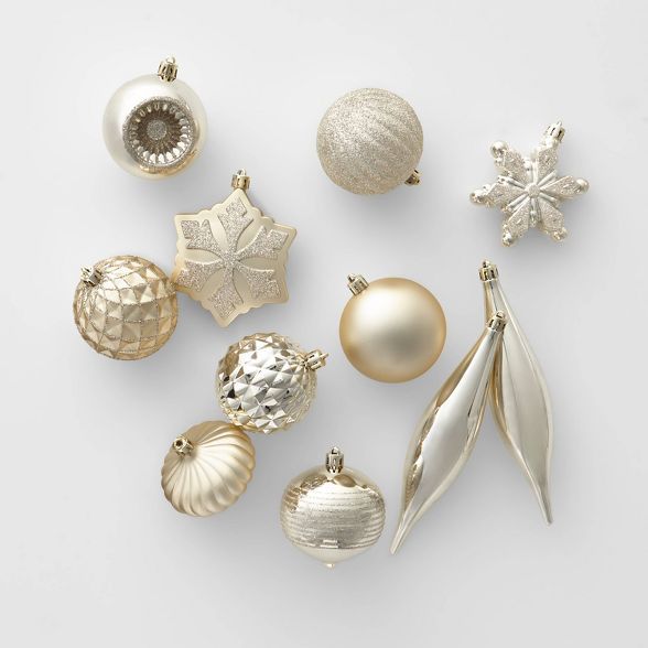 40ct Christmas Ornament Set Champagne - Wondershop™ | Target