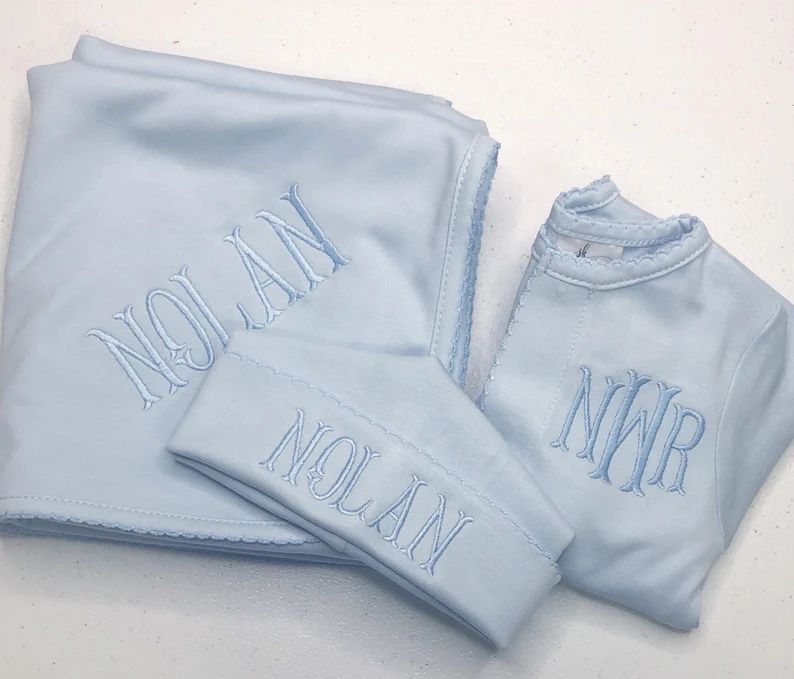 Baby Boy Coming Home Outfit Monogrammed Footie Personalized | Etsy | Etsy (US)