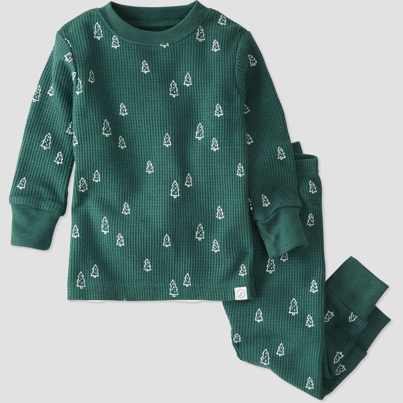 Toddler 2pc Trees Organic Cotton Pajama Set - little planet by carter's White/Green | Target