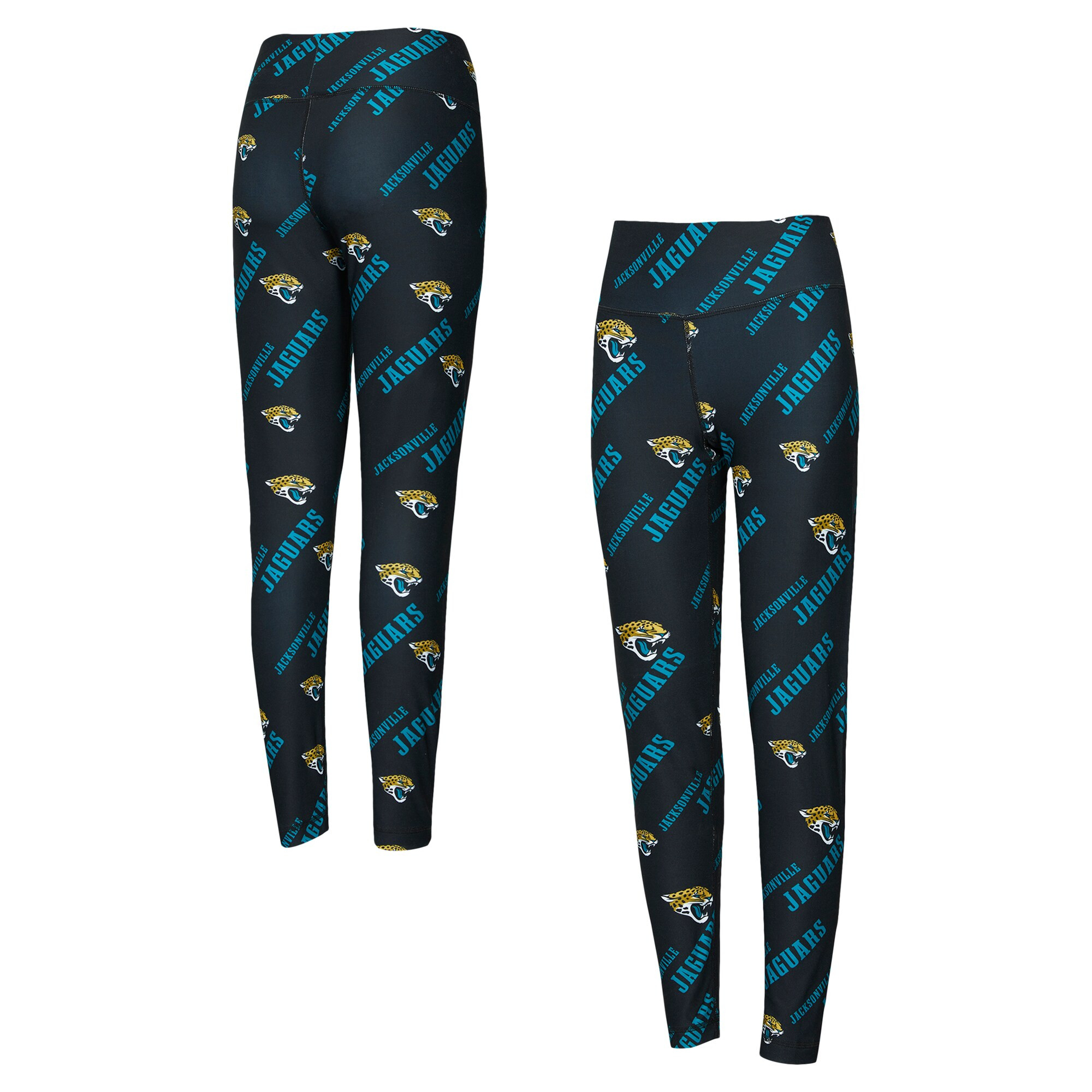 Women's Jacksonville Jaguars Concepts Sport Black Breakthrough Allover Print Knit Leggings | NFL Shop