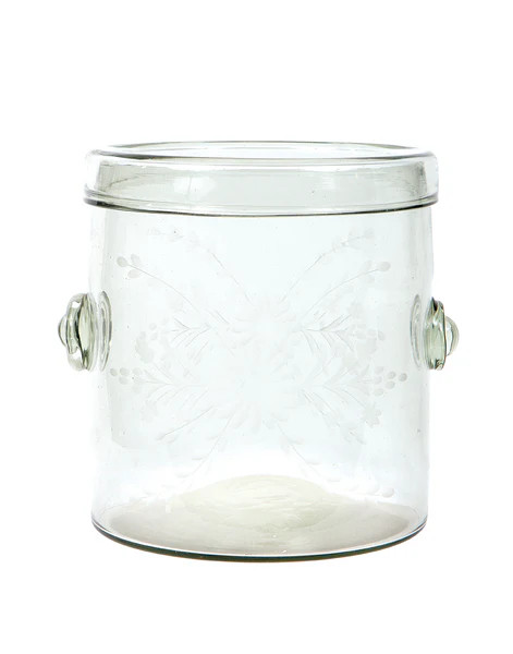 Etched Crock - Clear Glass Ice Bucket with Etched Flora | The Little Market