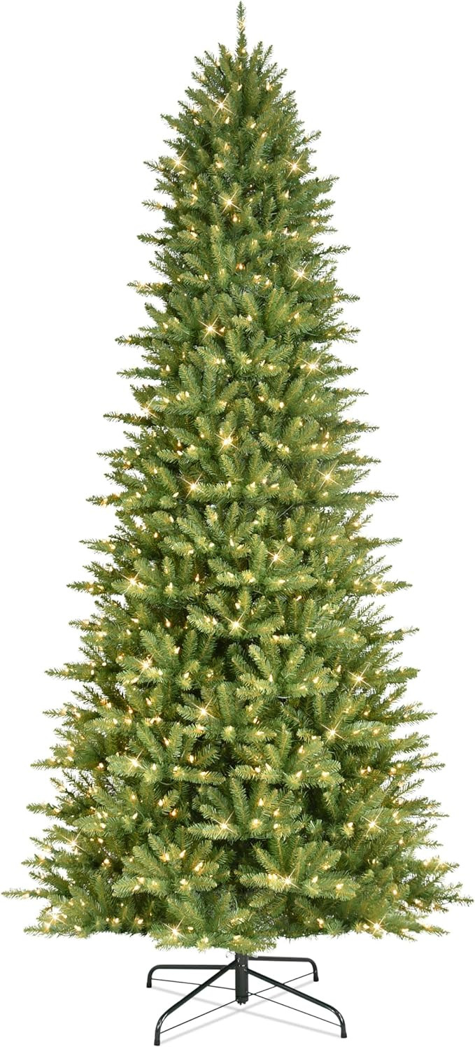 Puleo International 9 Foot Pre-Lit Slim Fraser Fir Artificial Christmas Tree with 800 UL Listed C... | Amazon (US)