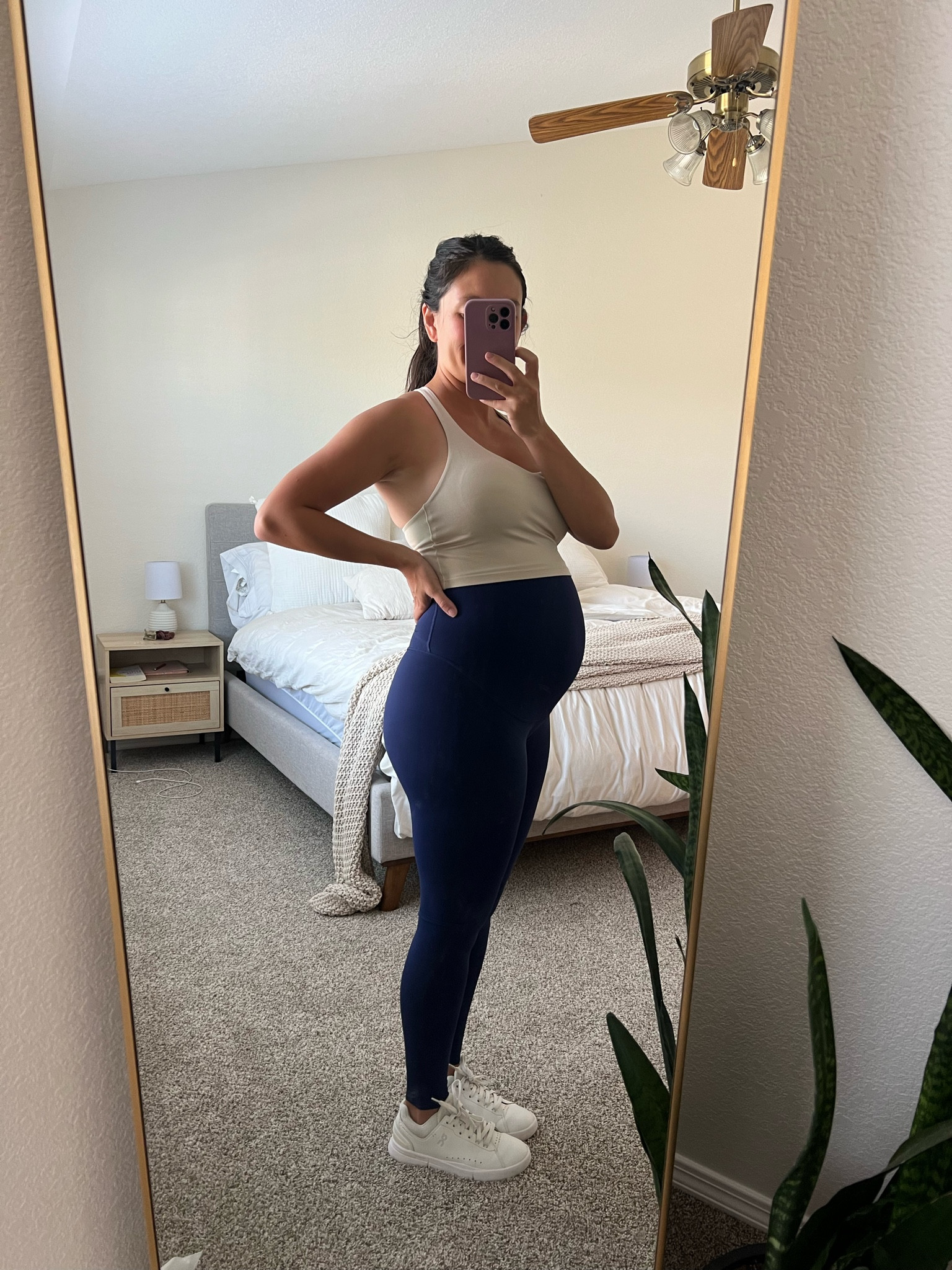 Maternity leggings. Workout leggings. Soft workout leggings. Maternity outfit. Bump workout style. Maternity activewear. White on cloud Roger sneakers. White everyday sneakers for women . 

#LTKStyleTip #LTKBump