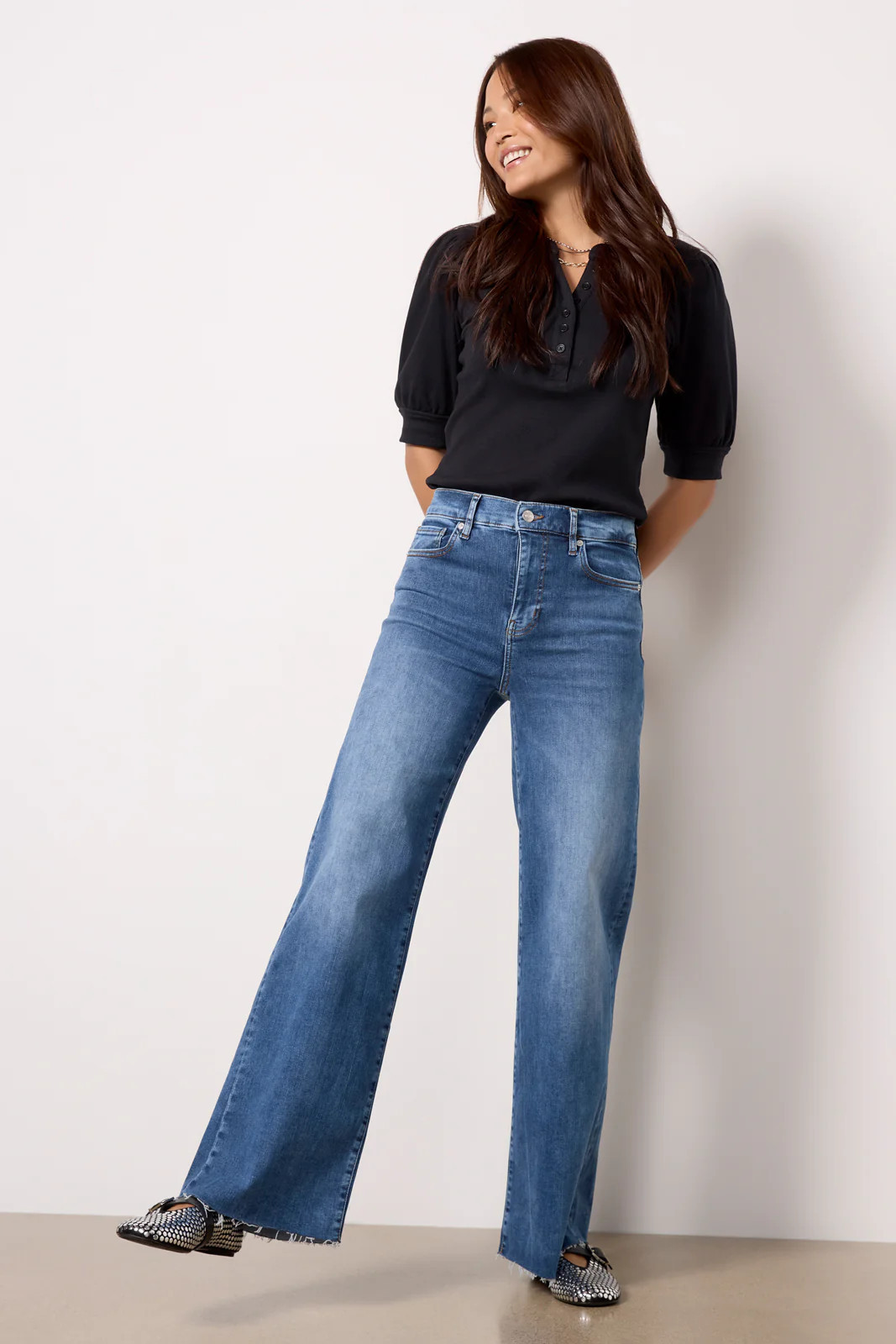 Le Slim Palazzo Raw Fray | Evereve