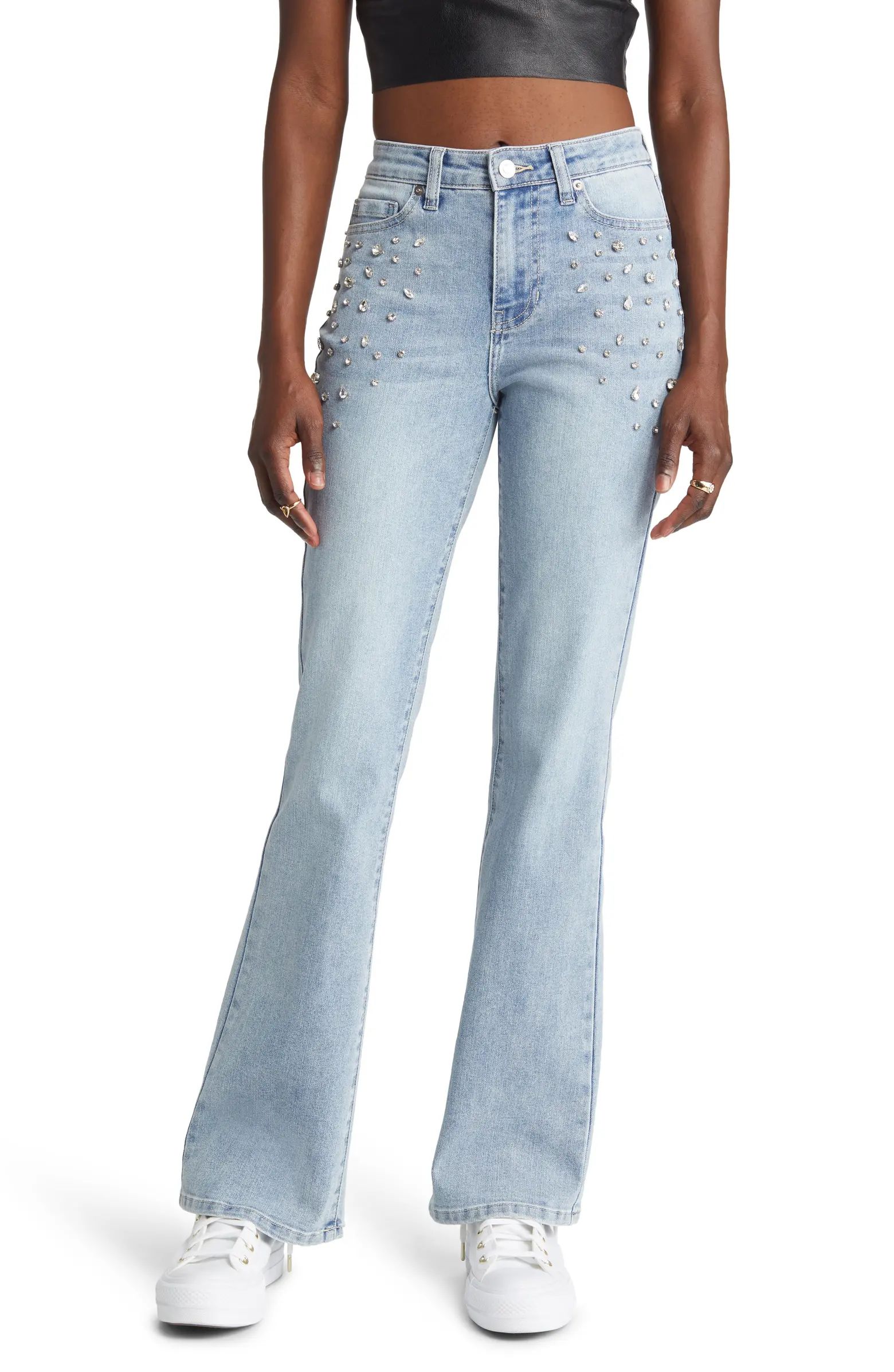 Sparkle Mid Rise Flare Jeans | Nordstrom