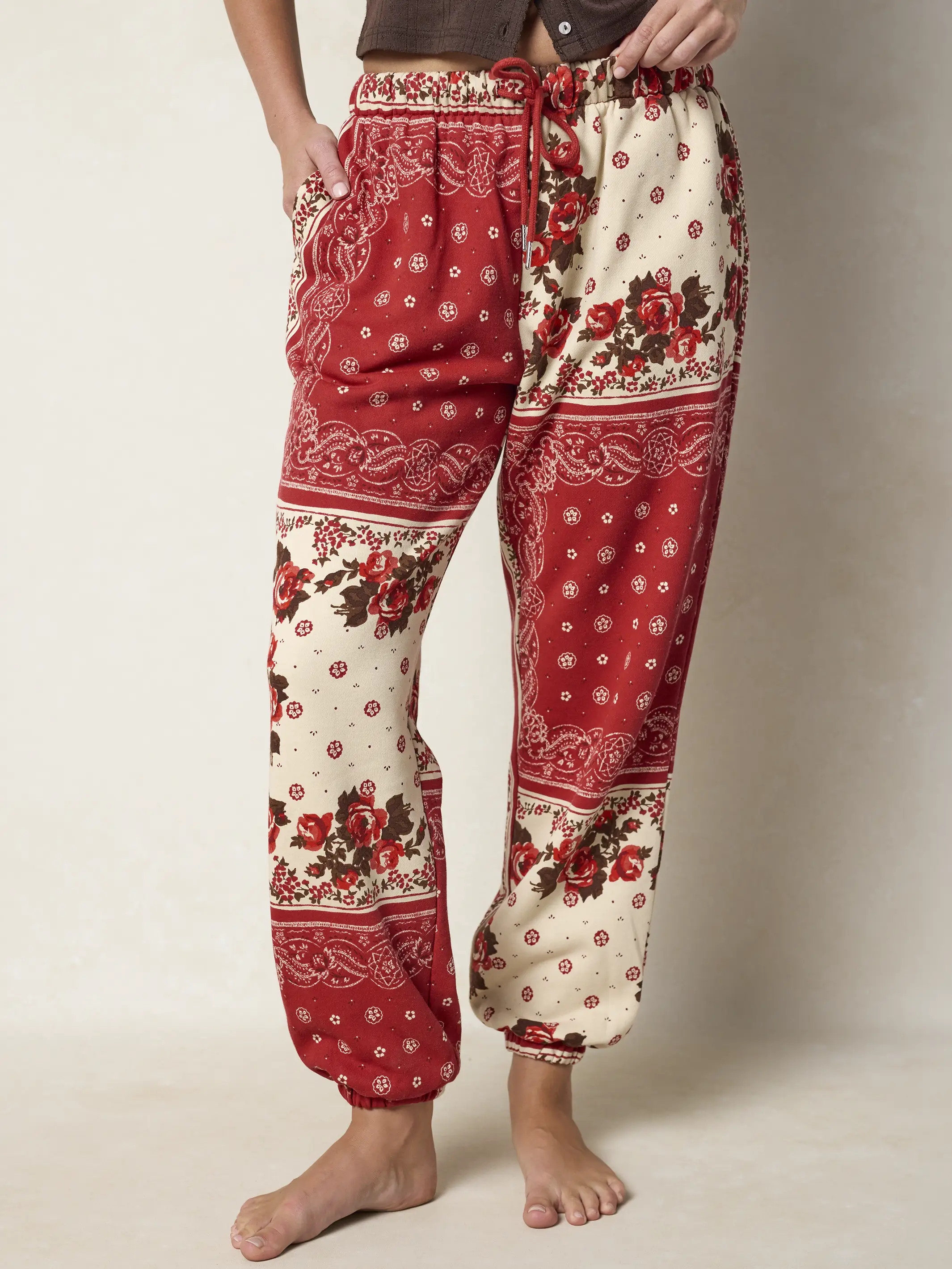 Printed Jogger Pants - Western Handkerchief Brick | Natural Life