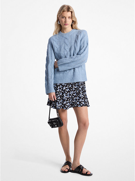 Cable Knit Nylon and Alpaca Blend Sweater | Michael Kors US