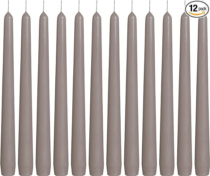 BOLSIUS Grey Taper Candles - 12 Pack Individually Wrapped Unscented 10 Inch Dinner Candle Set - 8... | Amazon (US)