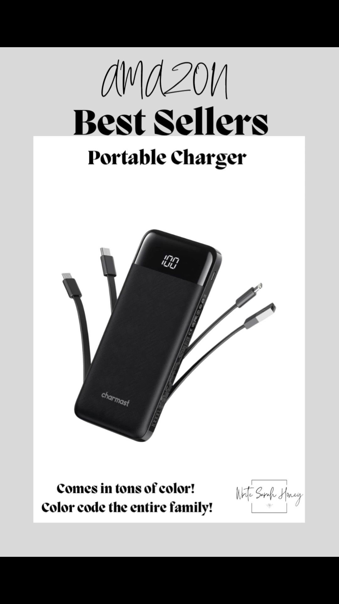 Hurry! Selling out quickly! Best portable charger ever! Color code the whole family! Follow Write Sarah Honey! Shop Now! 

#DealOfTheDay
#LimitedTimeOffer
#DailyDeals
#FlashSale
#TodayOnly
#DontMissOut
#ShopSmart
#ActNow
#SaveBig
#GrabItFast


#LTKFindsUnder50 #LTKSaleAlert #LTKTravel