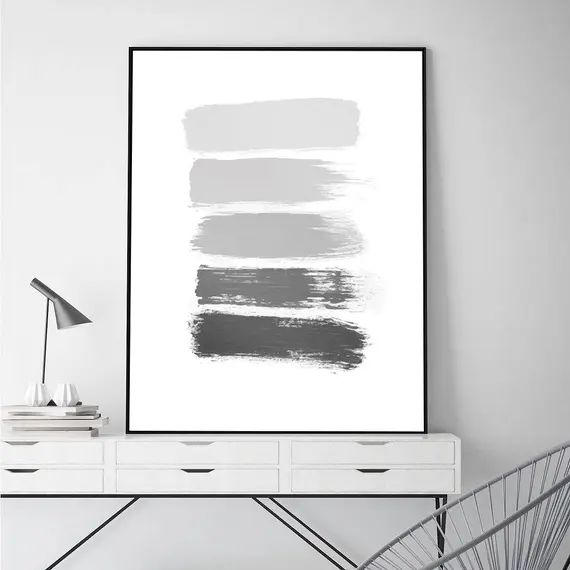 Brushstrokes Print | Grey Colour Print | Paint Strokes Poster | Scandinavian Art | Affiche Scandinav | Etsy (US)