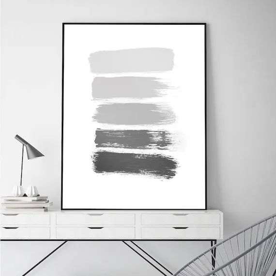 Brushstrokes Print | Grey Colour Print | Paint Strokes Poster | Scandinavian Art | Affiche Scandinav | Etsy (US)