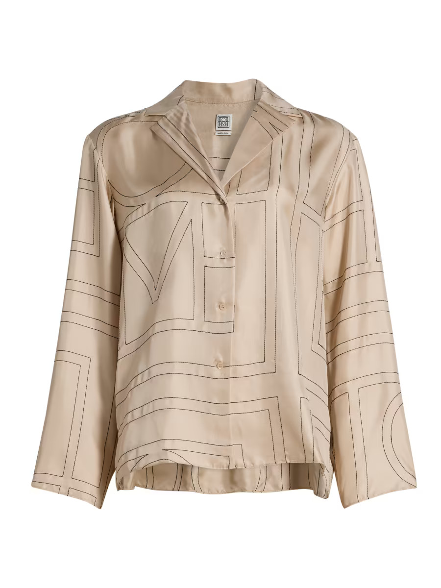 Logo Stitch Silk Top | Saks Fifth Avenue