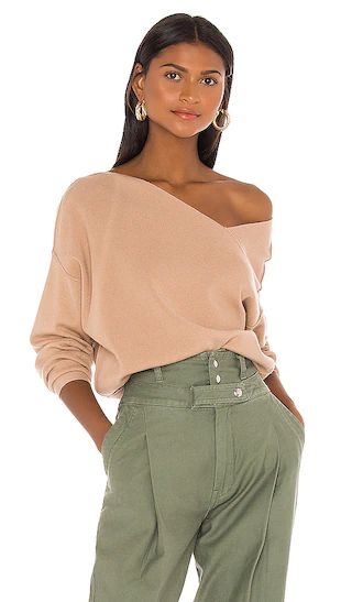 Favorite Off Shoulder Sweater in Taupe | Revolve Clothing (Global)