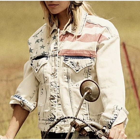 Blank Nyc Denim American Flag Distressed Jean Jacket Sz S | Poshmark