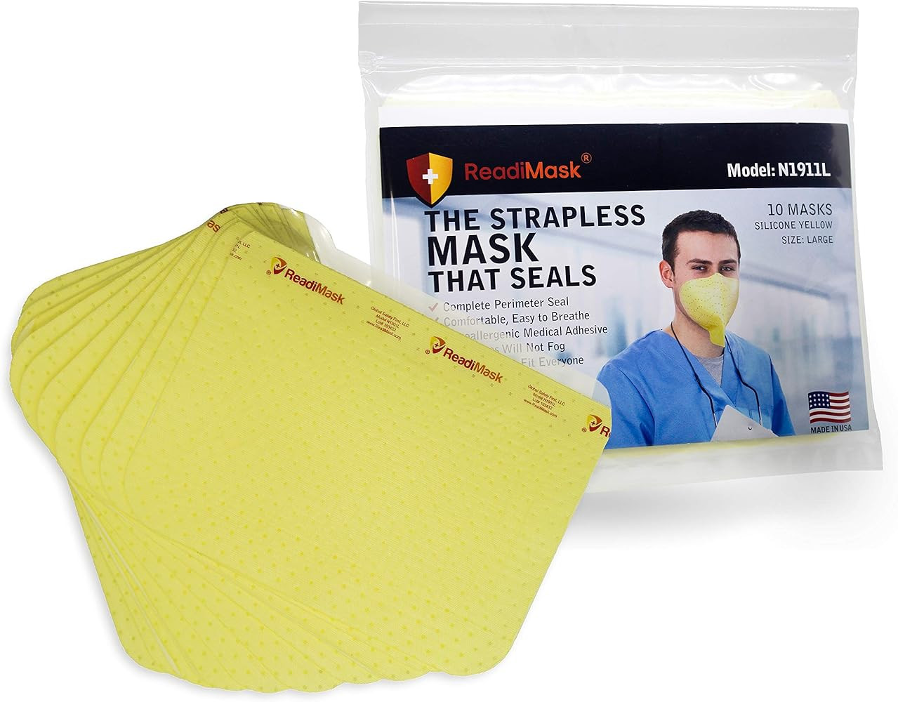 Strapless Large Yellow ReadiMask Respirator 10-Pack | Amazon (US)
