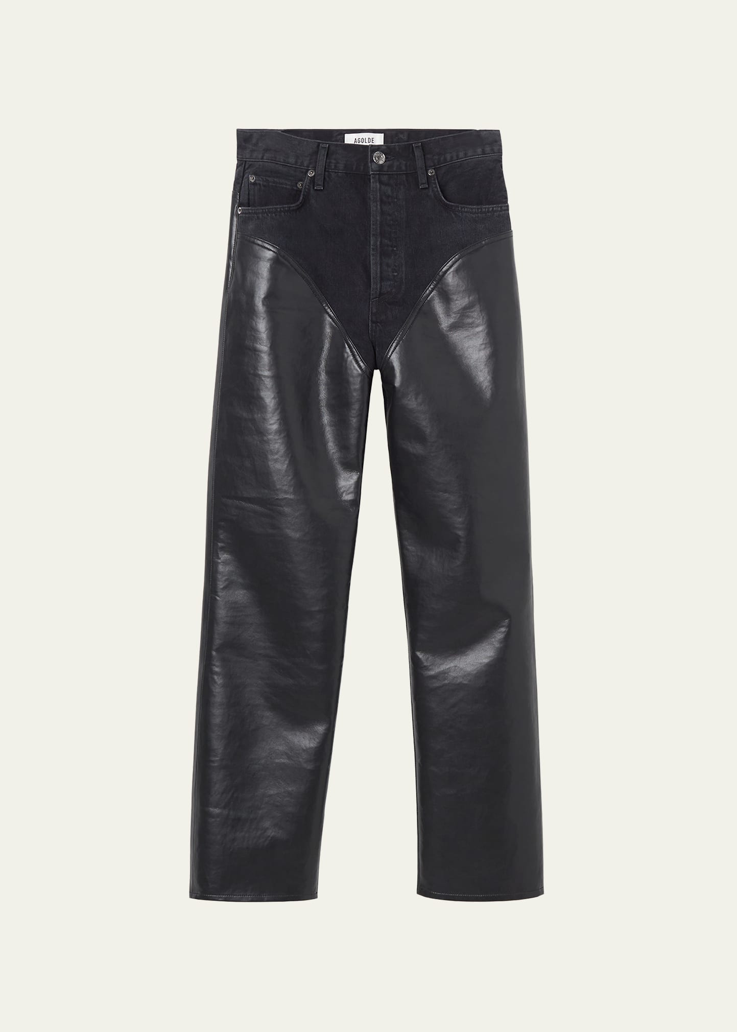 Harley Straight Combo Leather Jeans | Bergdorf Goodman