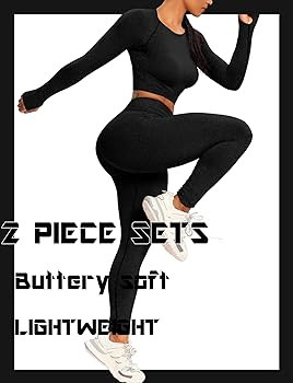 SEASUM Workout Sets for Women High Waist Seamless Cute Yoga Leggings Workout Sets for Women 2 Pie... | Amazon (US)