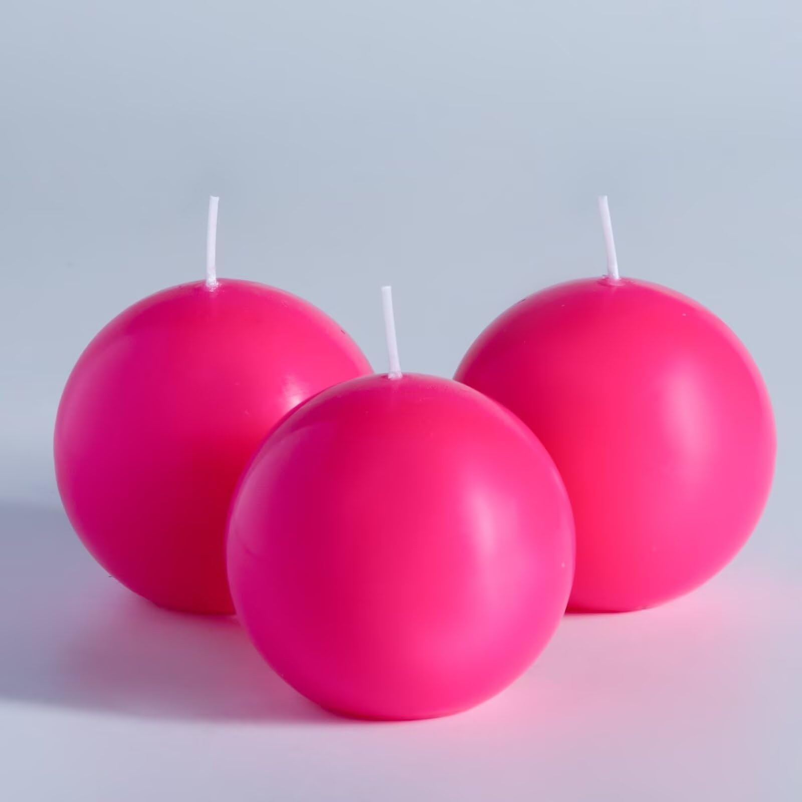 MOZEAL Hand-Poured, 3 Inch Hot Pink Round Ball Candles - Elegant Hot Pink Round Pillar Candles Se... | Amazon (US)