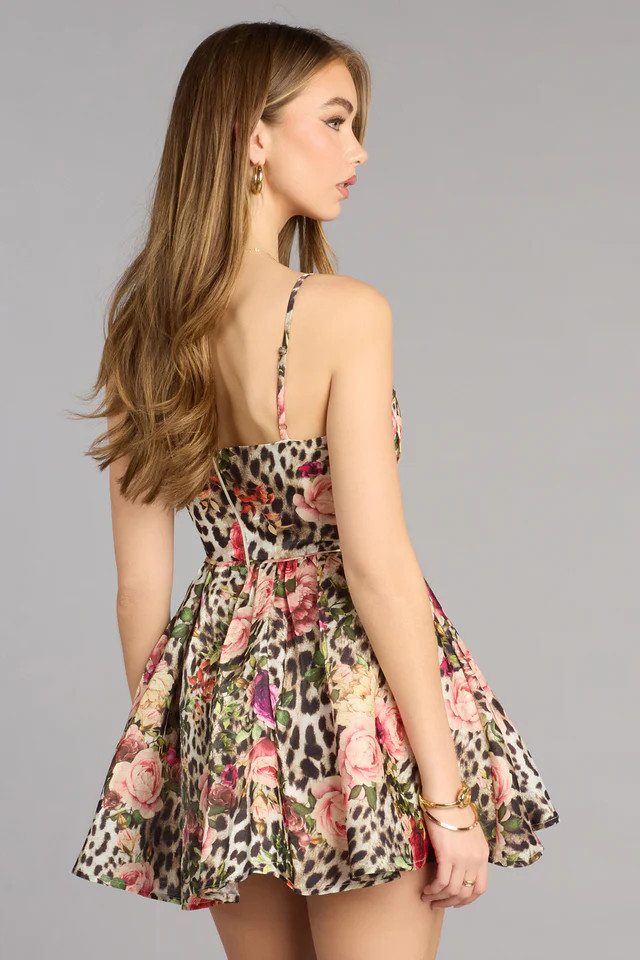 Karla Leopard Floral A-Line Mini Dress | Windsor Stores