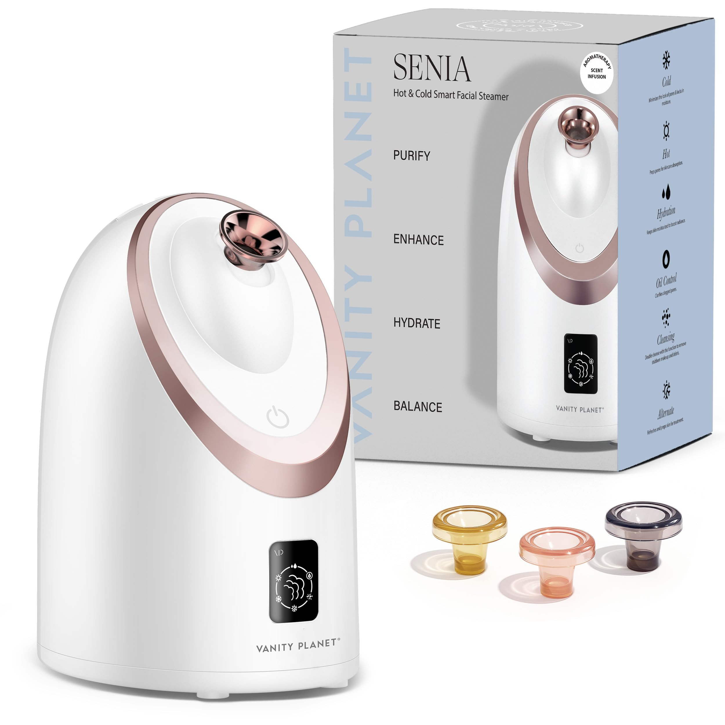 Senia Hot and Cold Facial Steamer by Vanity Planet - Detoxifying Aromatherapy Facial Steamer with... | Amazon (US)