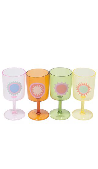 Poolside Wine Glass Set Of 4 in Rio Sun Multi | Revolve Clothing (Global)