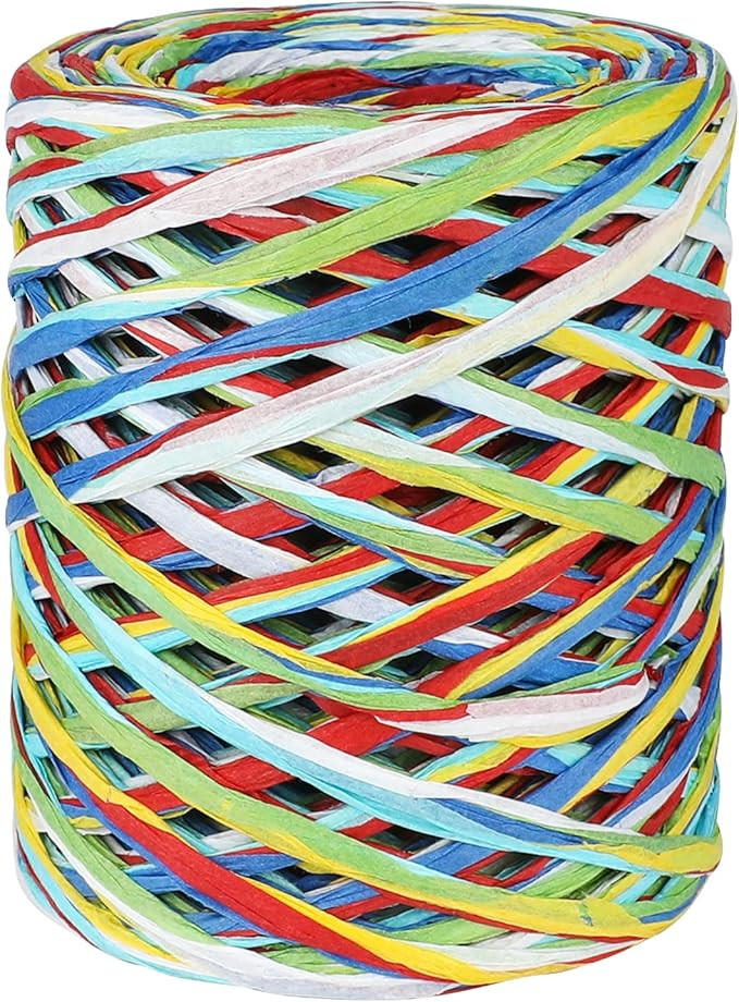 G2PLUS Colored 262 Feet Raffia Paper Ribbon, 6 Colored Packing Paper String, Red Green Blue Raffi... | Amazon (US)
