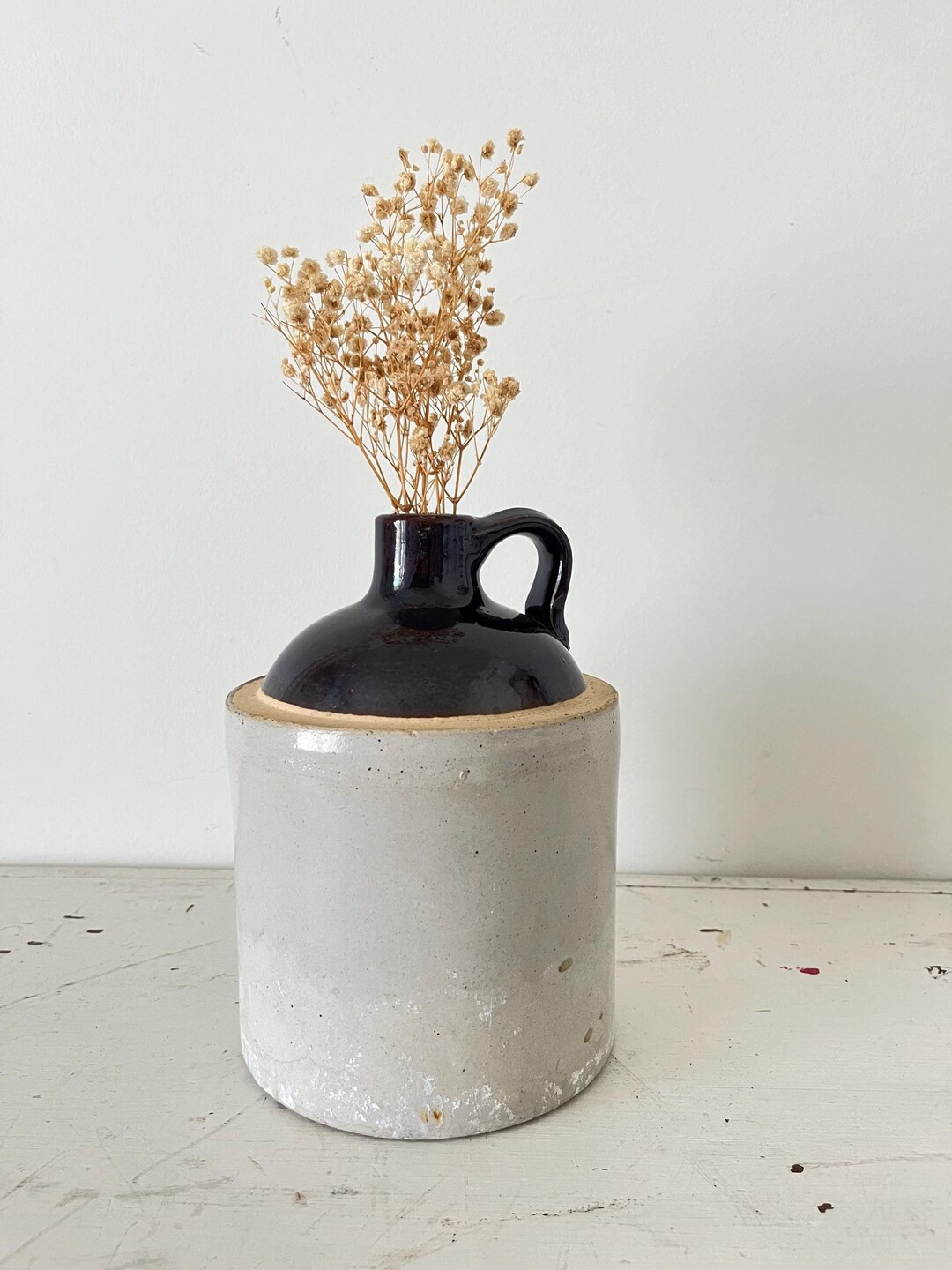 Vintage Jug Whiskey Vintage Crock Stoneware Salt Glazed Vintage Brown and White Jug Hand Thrown J... | Etsy (US)