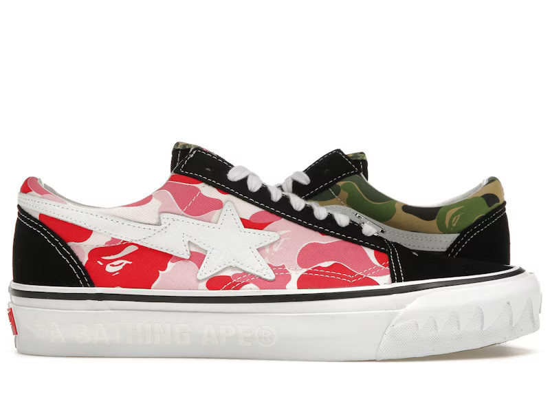 Men's Vans LX Old Skool Bape ABC Camo Sneakers in Black/White | StockX