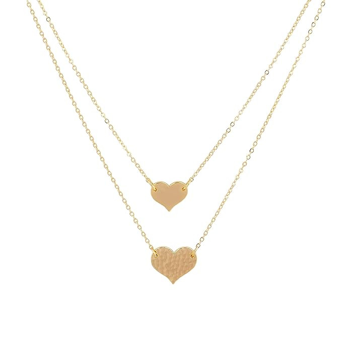 Mevecco Layered Heart Necklace Pendant Handmade 18k Gold Plated Dainty Gold Choker Arrow Bar Laye... | Amazon (US)