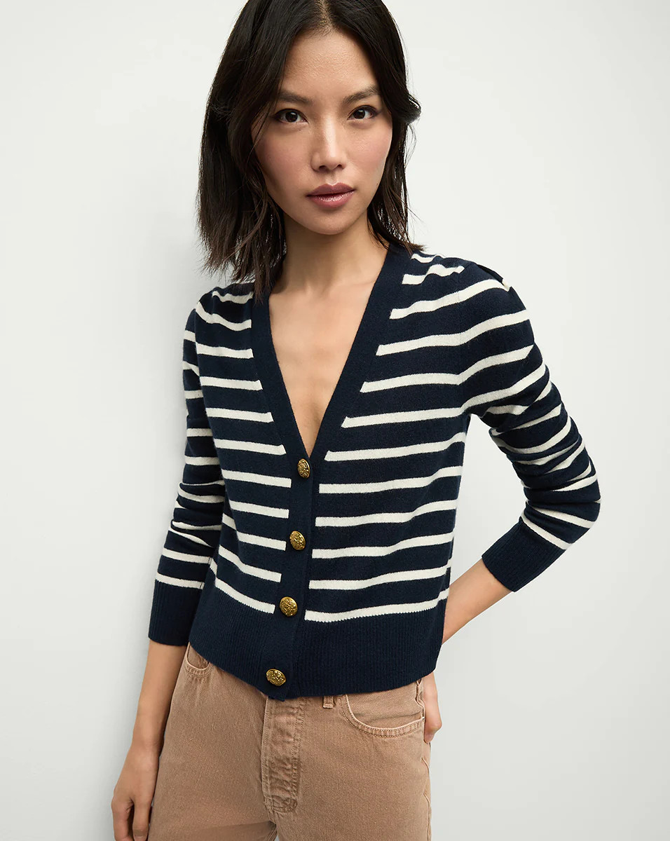 Solene Striped Cashmere Cardigan | Veronica Beard