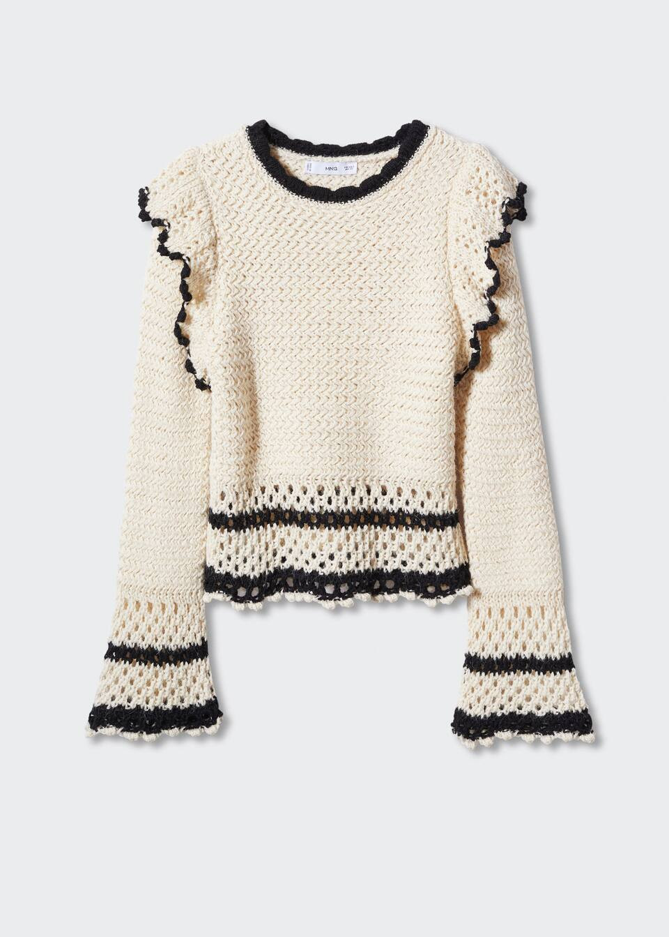 Sweater with ruffled openwork details | MANGO (US)