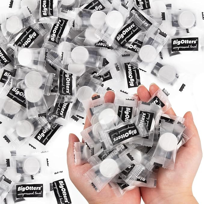 BigOtters 100PCS Compressed Towel, Disposable Compressed Towel Tablets, Bulk Coin Tissues, Portab... | Amazon (US)