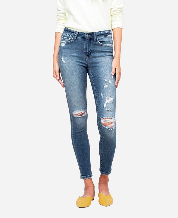 Women's Mid Rise Distressed Skinny Crop Jeans | Macys (US)