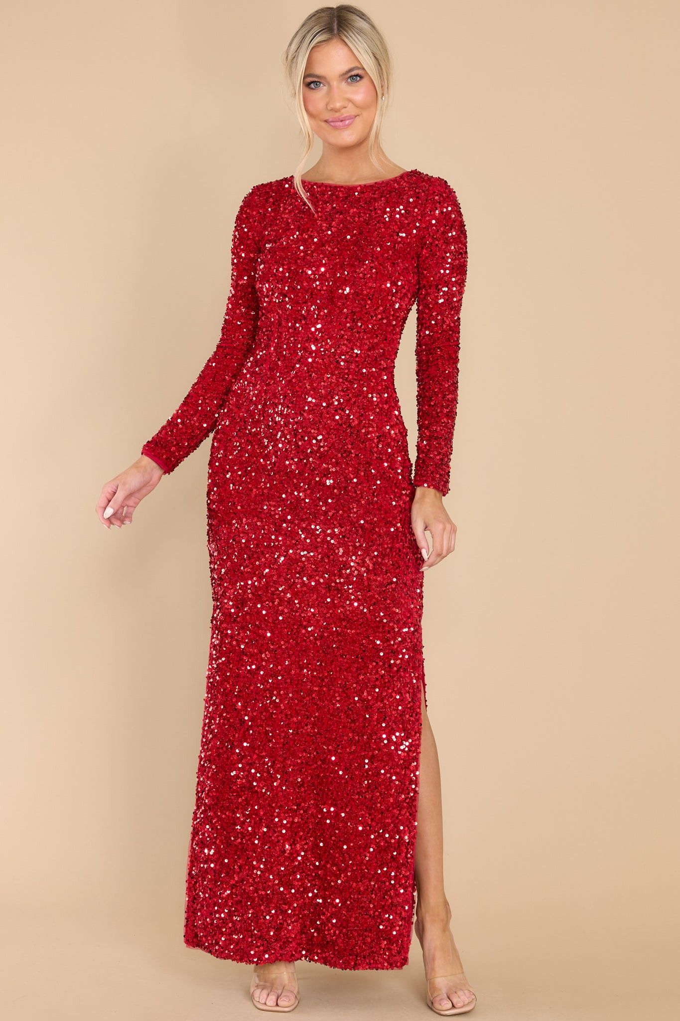 Hold Your Crown Ruby Red Sequin Maxi Dress | Red Dress 