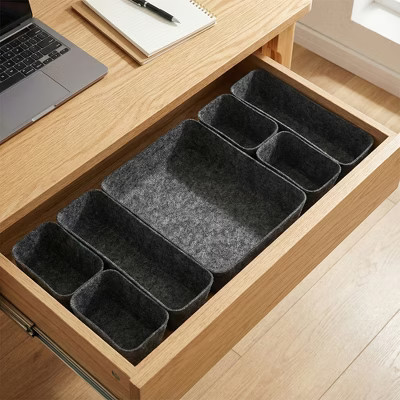 Evideco French Home Goods 7-Piece Felt Drawer Organizer Set - Dark Gray | Target