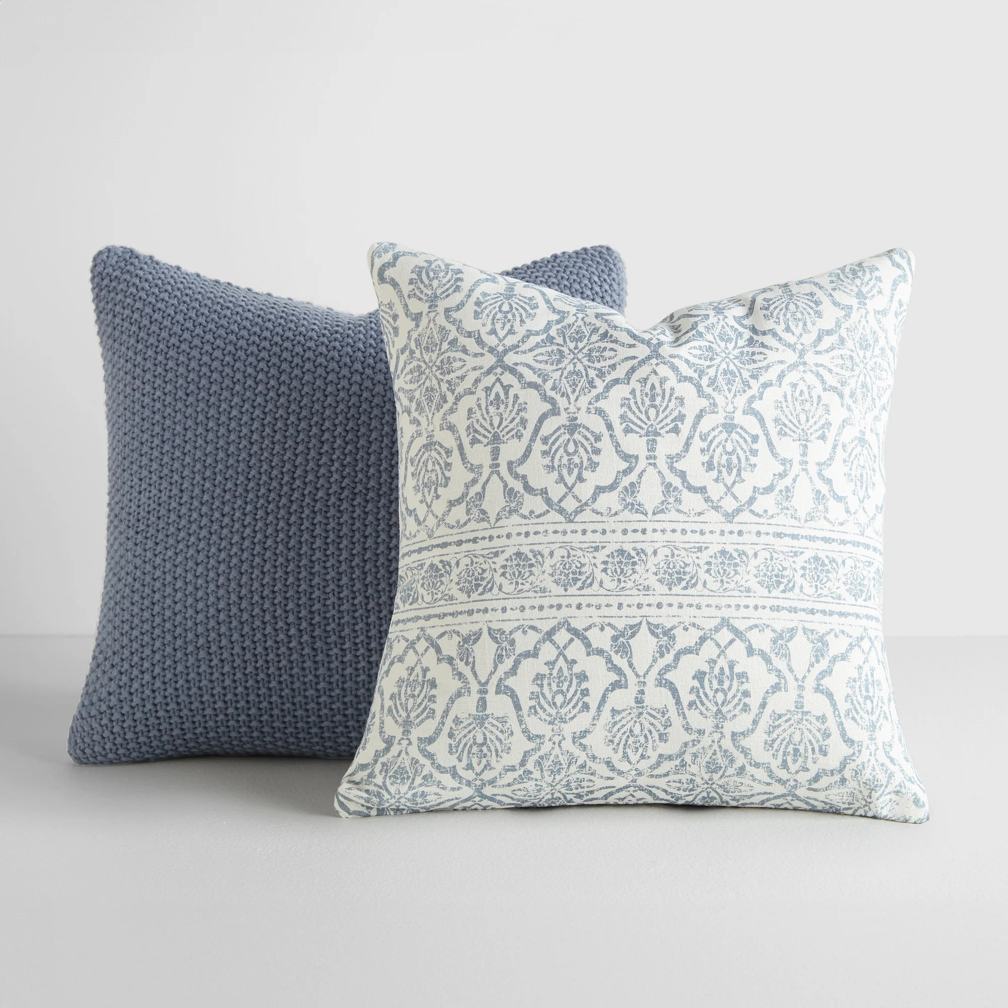 2-Pack Decor Throw Pillows in Cotton Slub Antique Floral and Acrylic Knit by Comfort Canopy | Walmart (US)