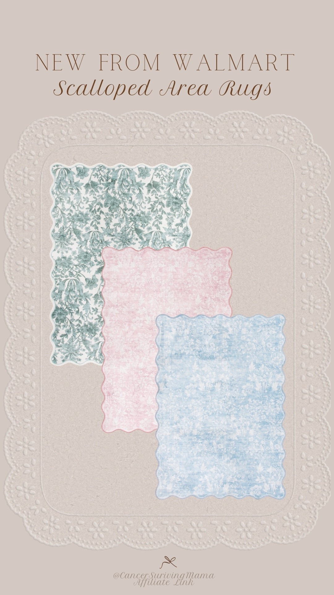 The cutest scalloped edge area rugs and accent rugs from walmart! these are so affordable and come in so many different sized & colors- perfect for an easy spring home refresh, bedrooms, kids rooms, playroom, office & living room 

scalloped edge, floral rug, preppy coastal rug, walmart home, walmart finds, affordable home decor, affordable finds, area rug, accent rug, girls room rug, office rug, bedroom rug, home refresh, home decor 

#LTKdayinmylife #LTKHome #LTKSeasonal