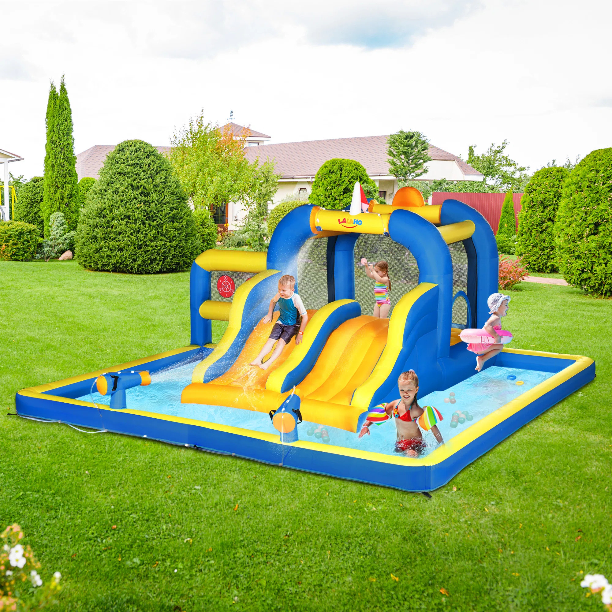 15.08' x 15.08' Bounce House with Slide and Air Blower | Wayfair North America