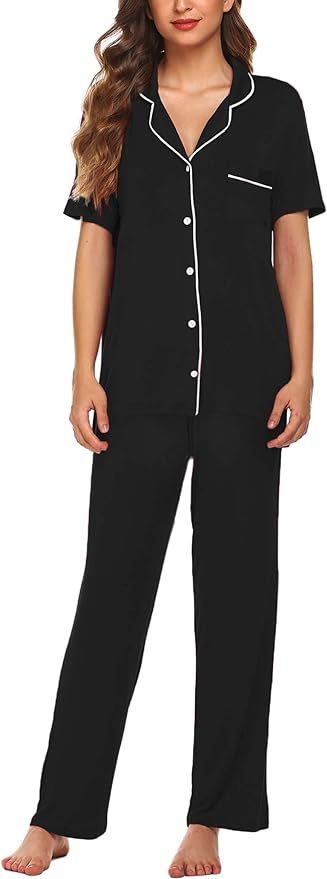 Avidlove Women Pajamas Set Notch Collar Soft Sleepwear Pjs Short Sleeve Button Down Nightwear wit... | Amazon (US)