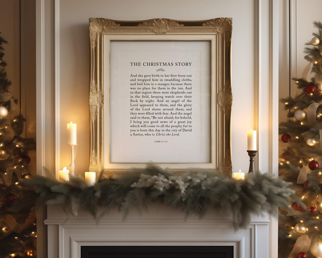Christmas Scripture Printable Wall Art Luke 2 Bible Quote Print, Birth of Jesus Christmas Story, ... | Etsy (US)