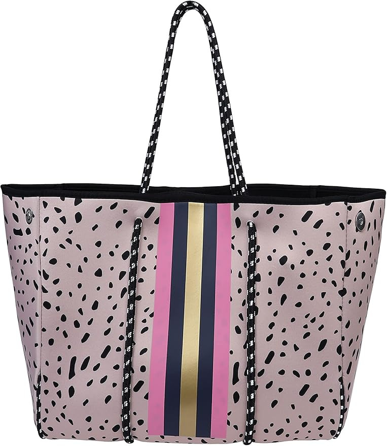 Trymall Large Tote, Multipurpose Neoprene Bags Leopard Travel Shoulder for Beach Work | Amazon (US)